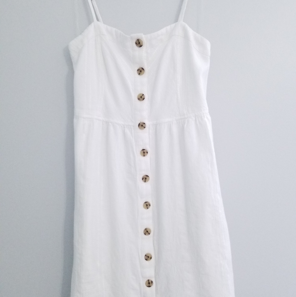 White Linen Button Down Dress